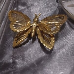 Elegant Monet Gold Butterfly Brooch